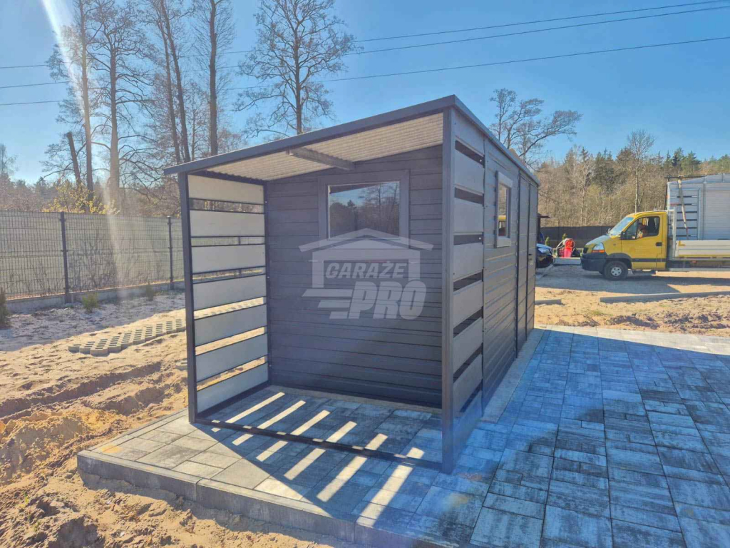 Schowek - Domek Ogrodowy 4x2m + wiata 1m - brama 2x okno dach  GP615 Jarocin - zdjęcie 4