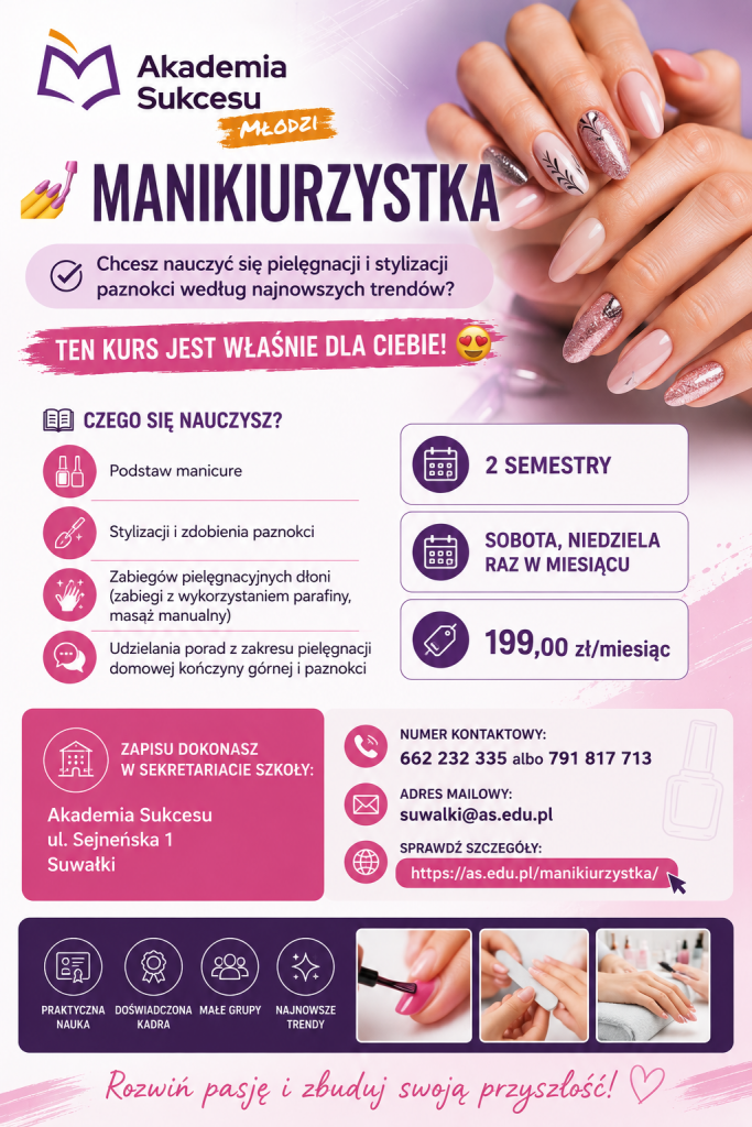 MANIKIURZYSTKA- KURS ROCZNY! Suwałki - zdjęcie 1