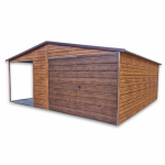 Garaż Blaszany drewnopodobny 4×5 + 2×5 wiata na słupkach PREMIUM