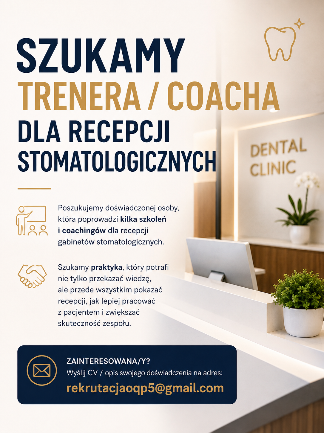 SZUKAMY TRENERA / COACHA DLA RECEPCJI STOMATOLOGICZNYCH Mokotów - zdjęcie 1