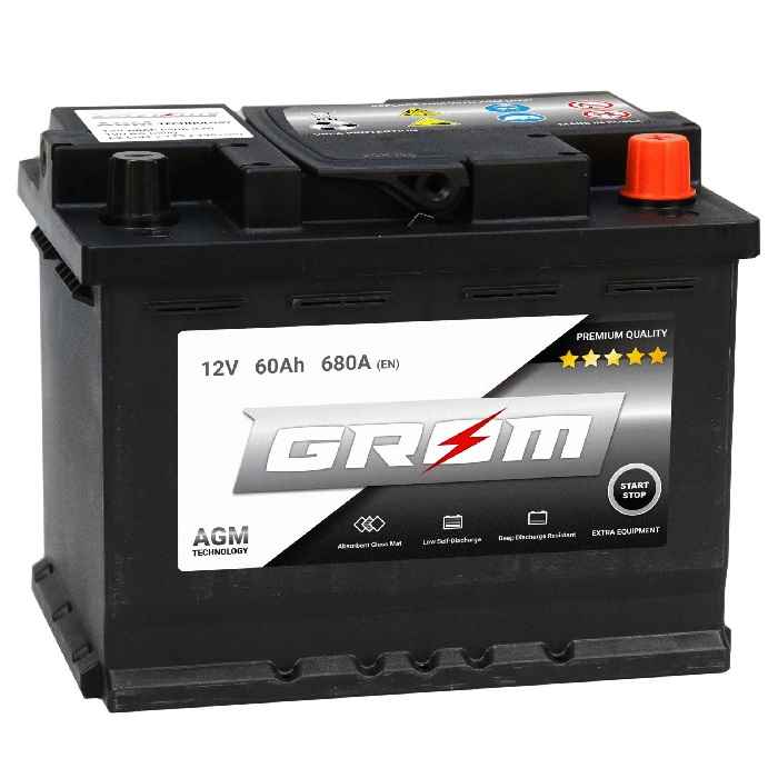 Akumulator GROM AGM START/STOP 60Ah 680A Prawy Plus Ostrowiec Świętokrzyski - zdjęcie 1