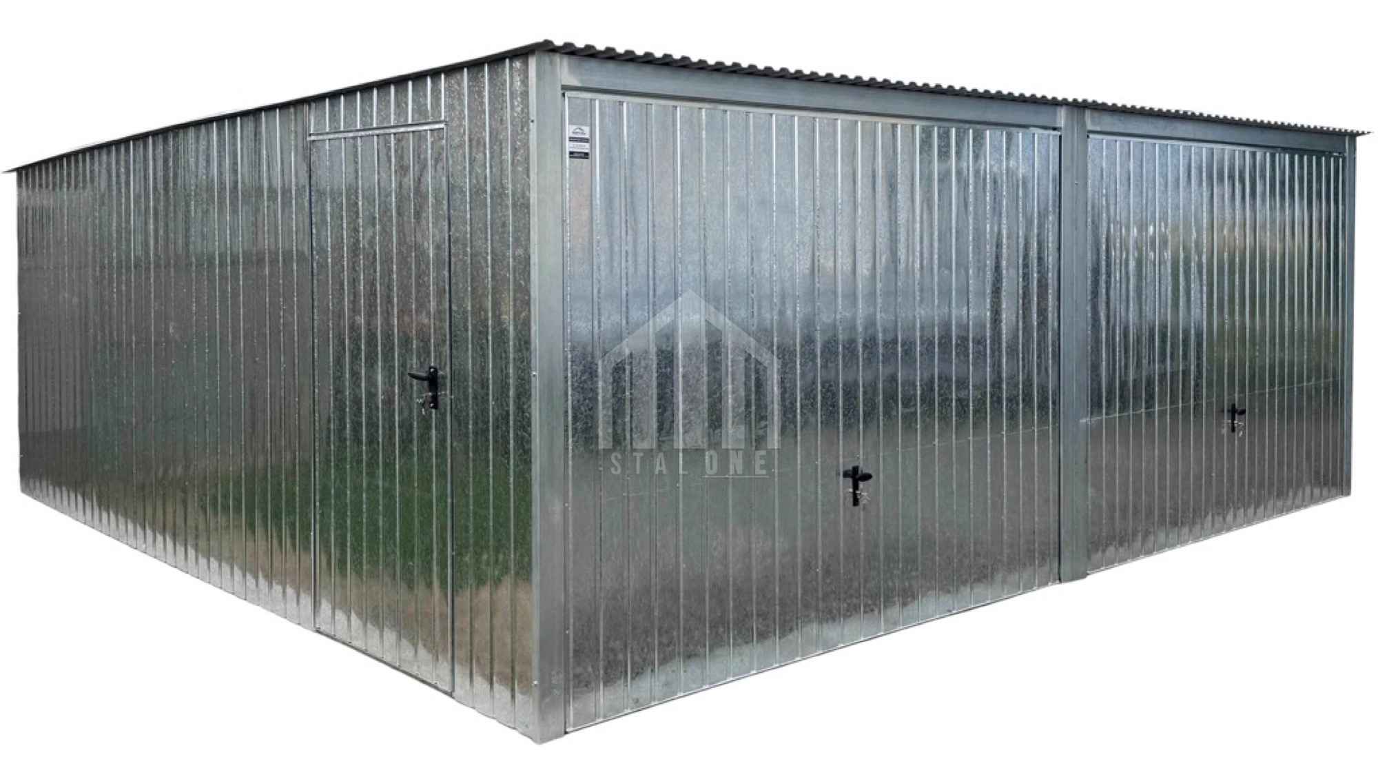 Garaż blaszany 6x6m - 2x brama uchylna - drzwi - ocynk SO133 Sieradz - zdjęcie 1