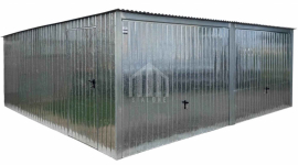 Garaż blaszany 6x6m - 2x brama uchylna - drzwi - ocynk SO133