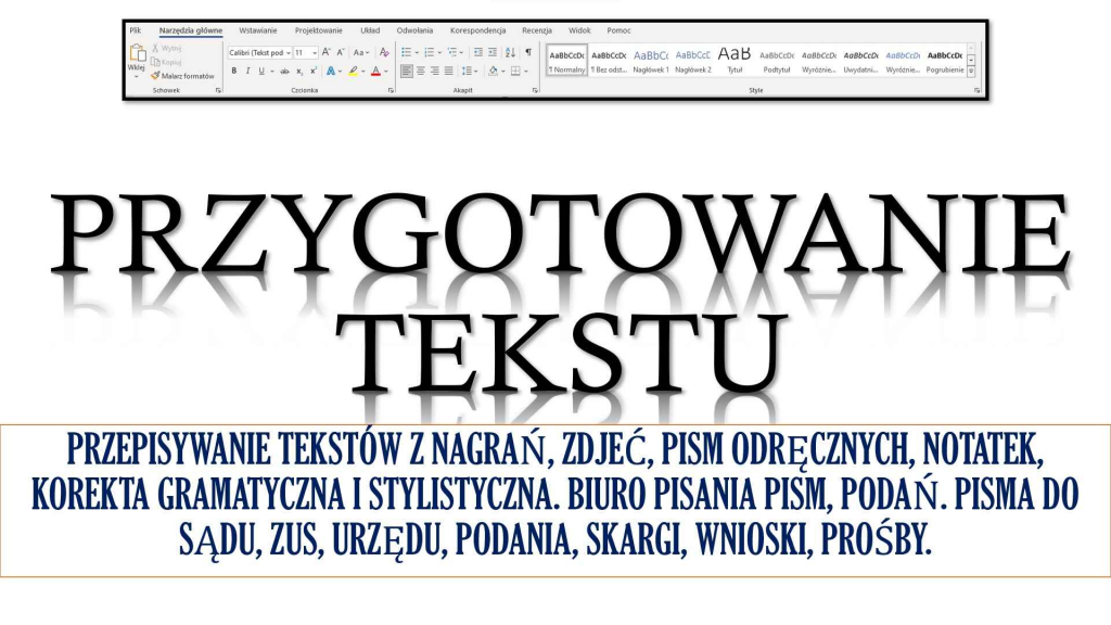 Edycja tekstu w wordzie, na komputerze, przygotowanie, sprawdzenie, Psie Pole - zdjęcie 3