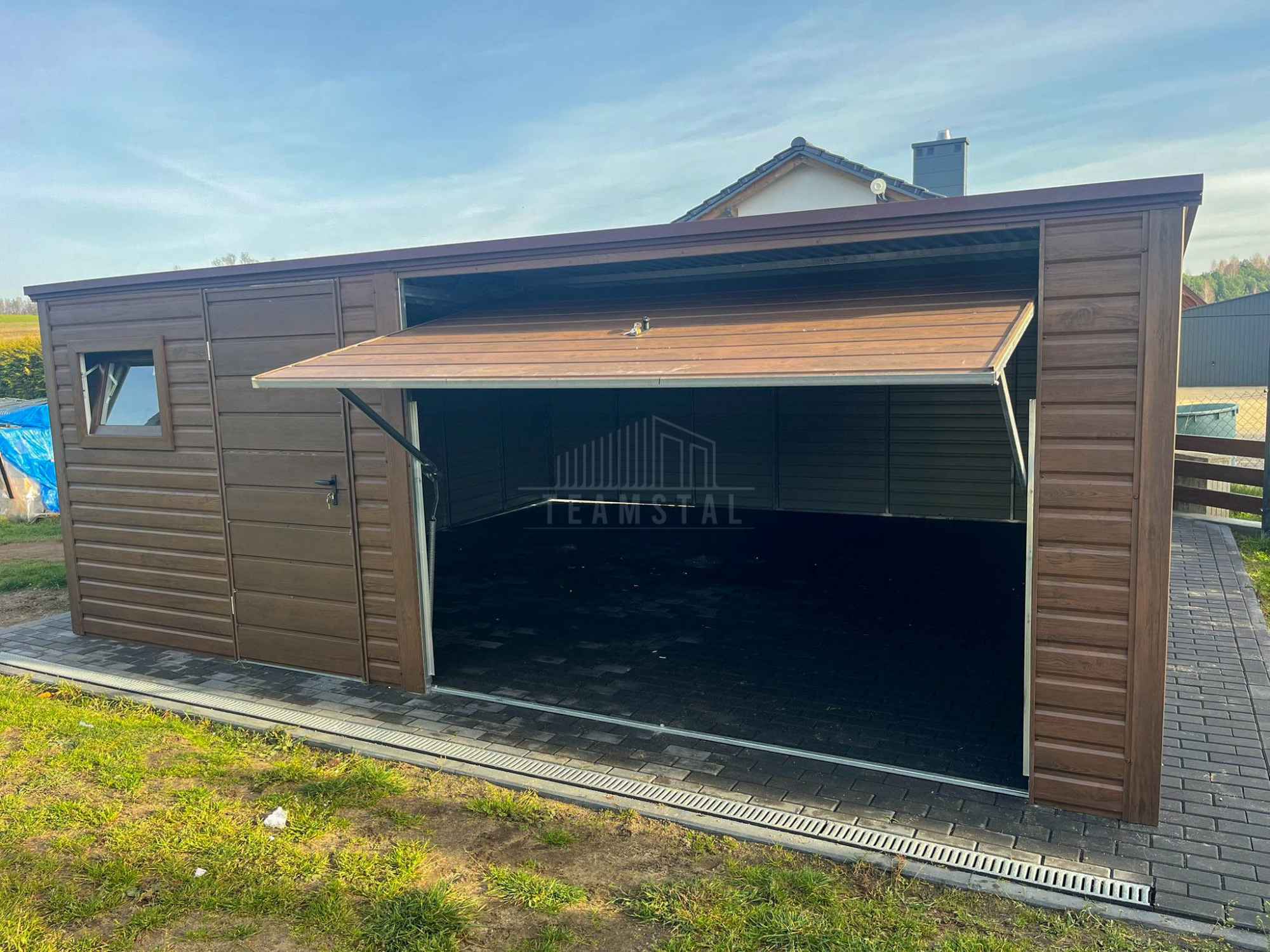 Garaż blaszany 5,5x6m  brama uchylna drzwi okno drewnopodobny TS1197 Łęczyca - zdjęcie 3
