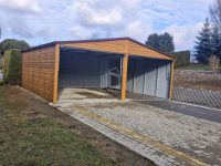 Garaż blaszany 6x6,5m bramy uchylne  drewnopodobny rynny dwuspad ID846 Ruda Śląska - zdjęcie 6