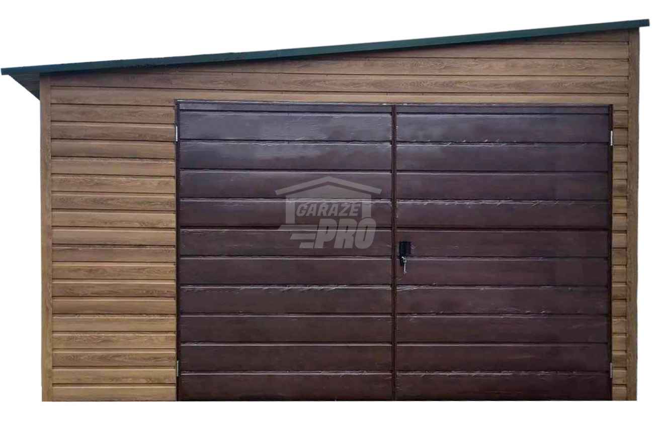 Garaż blaszany 4x7m Brama dwuskrzydłowa okno drewnopodobny dach GP519 Bydgoszcz - zdjęcie 1