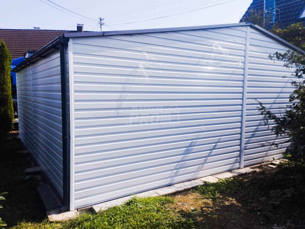 Garaż blaszany 7x6  biały 2x brama uchylna   Dach dwuspadowy  GP196 Radom - zdjęcie 2