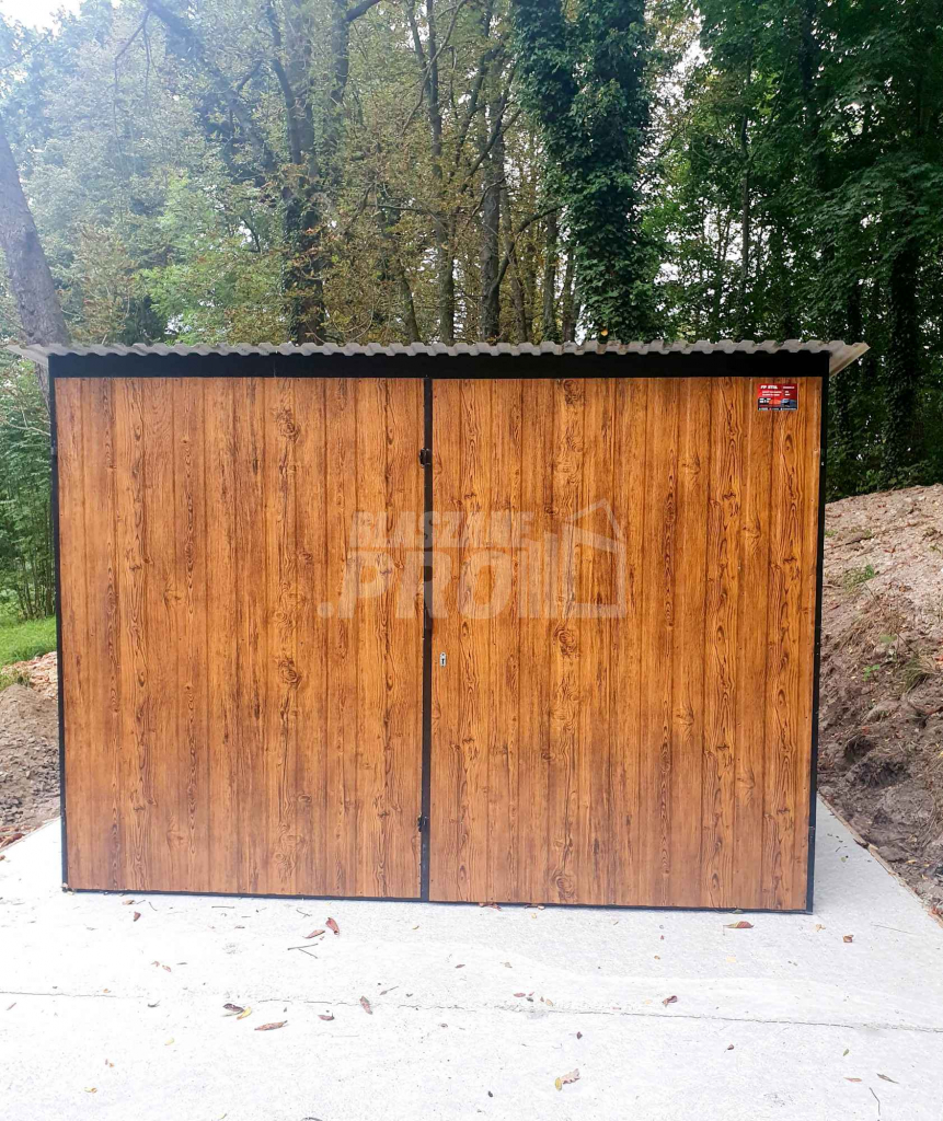 Garaż blaszany 3x6 Brama dwuskrzydłowa drewnopodobny spad w tył GP105 Rybnik - zdjęcie 5