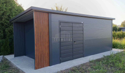 Garaż ocieplany z płyty 5,5x3m wiata 1m + dekor z lameli brama  TS1240 Siedlce - zdjęcie 5