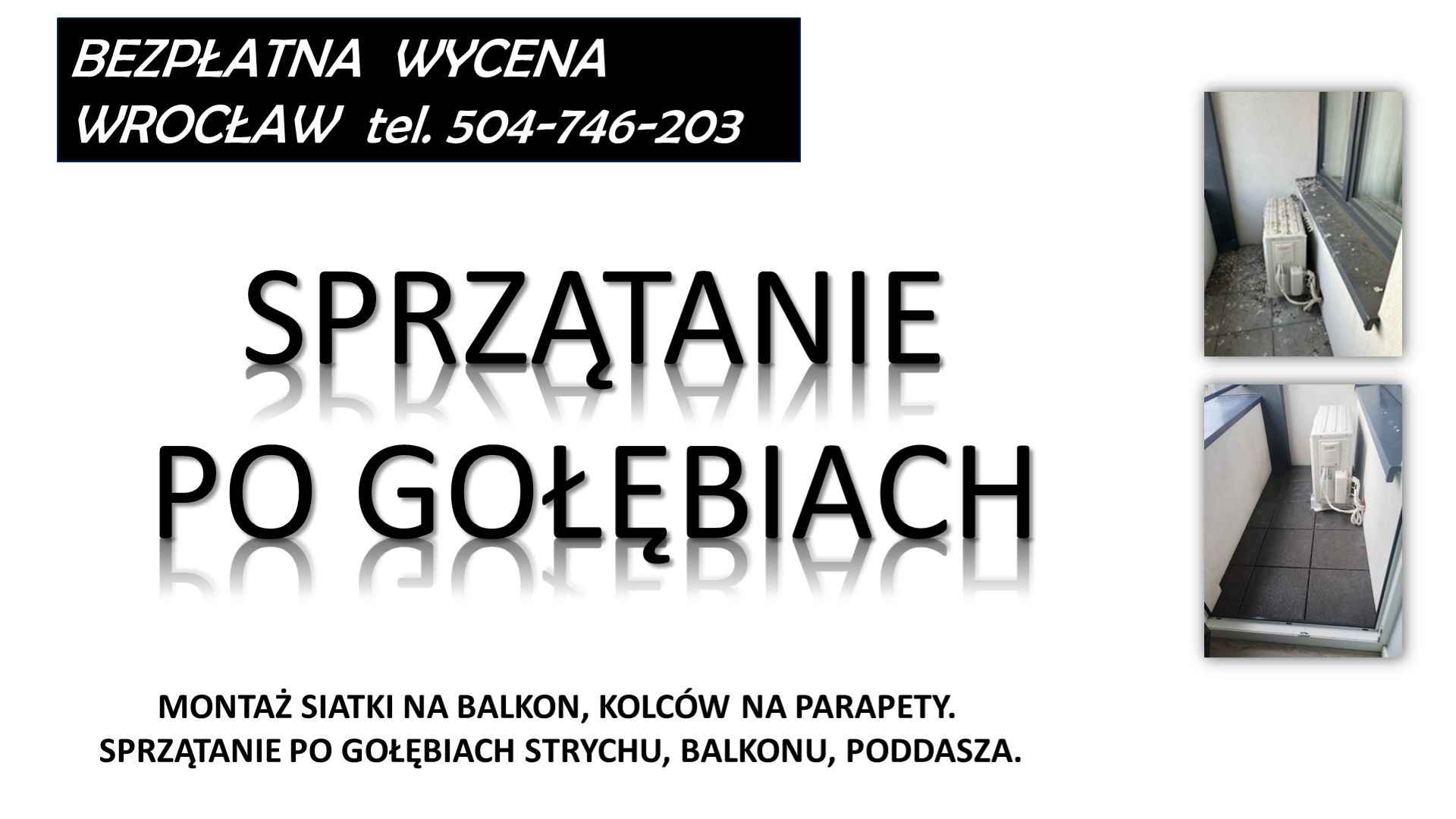 Sprzątanie balkonu. T 504-746-203. z gołębi, ptaków, odchodów. Wrocław Psie Pole - zdjęcie 3
