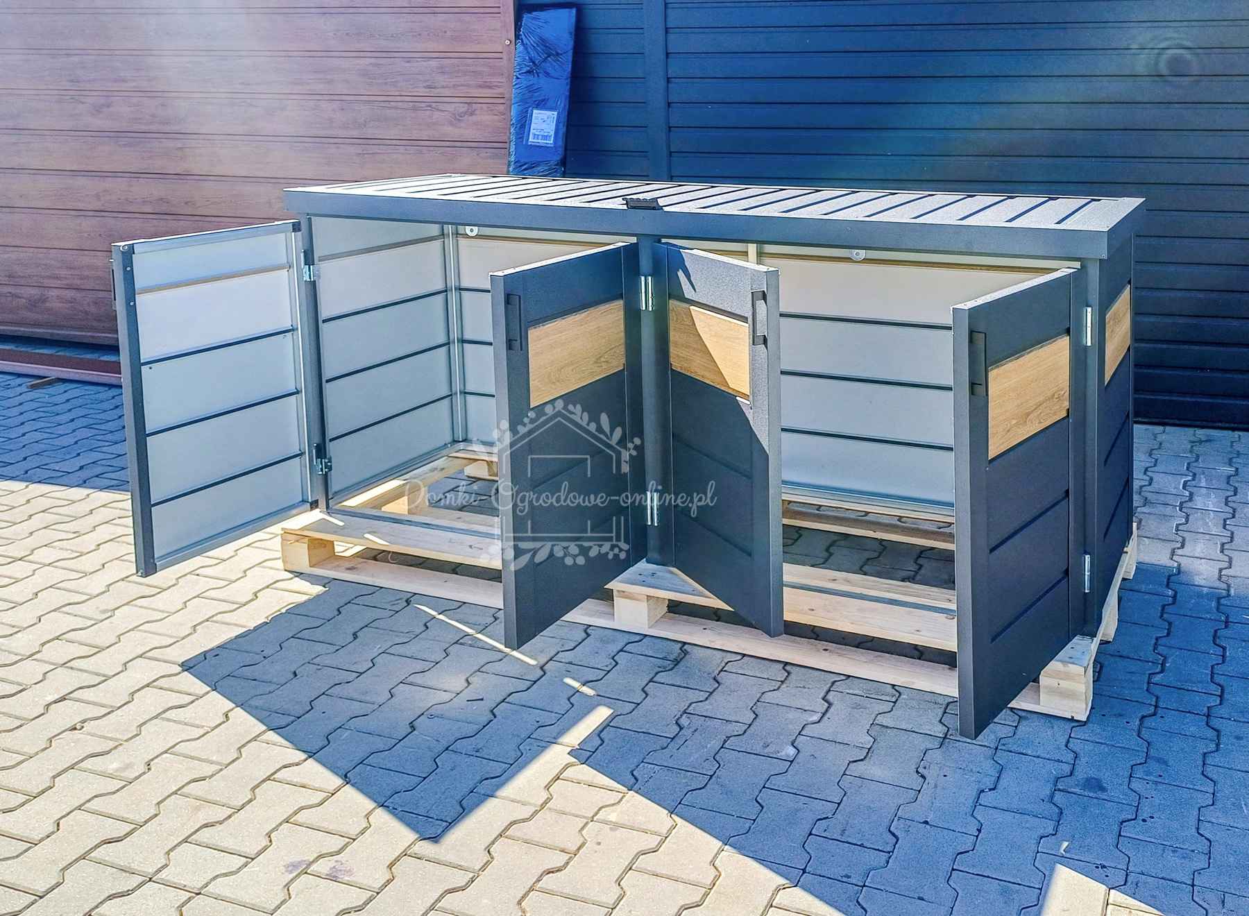 Zabudowa koszy na śmieci wiata  235x65x110 cm 4x120L antracyt  ID870 Gniezno - zdjęcie 5