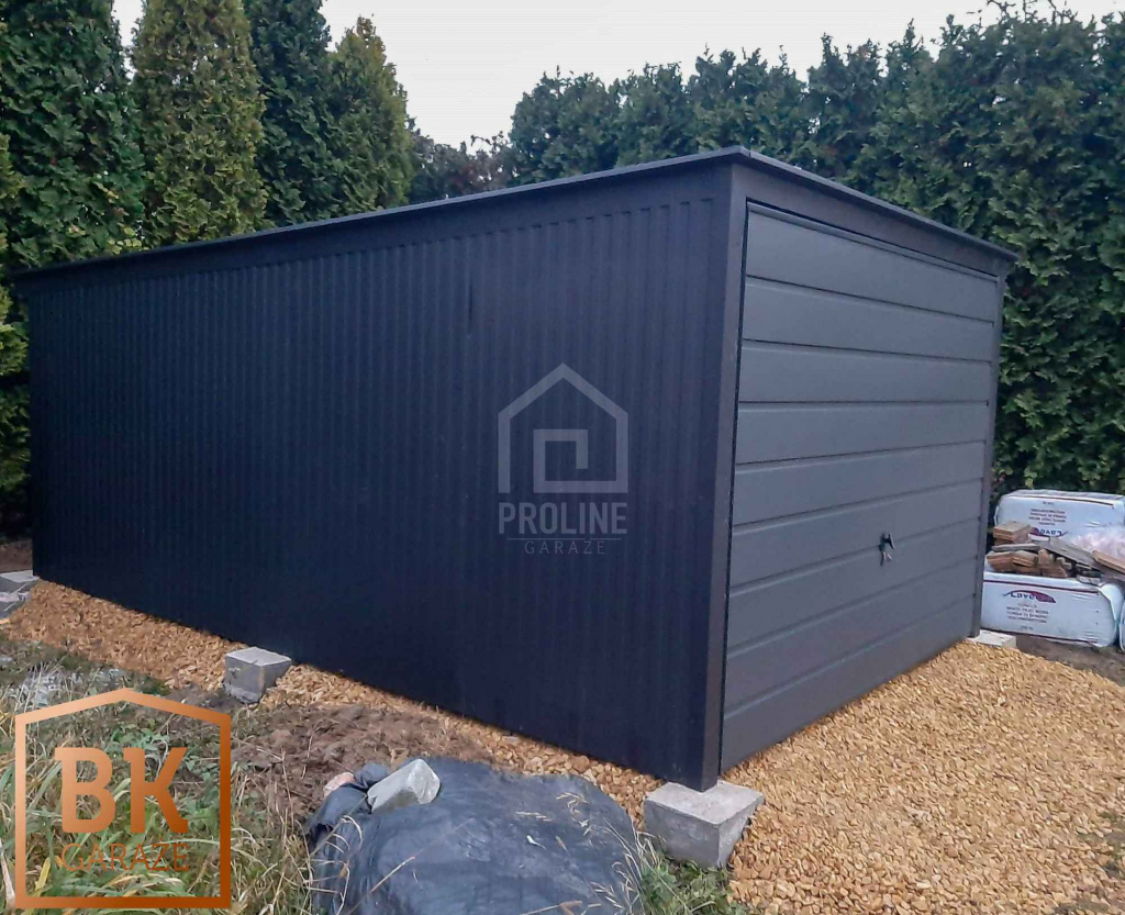 Garaż blaszany 3x5 - Brama uchylna - antracyt - dach spad w tył PLG123 Kielce - zdjęcie 4
