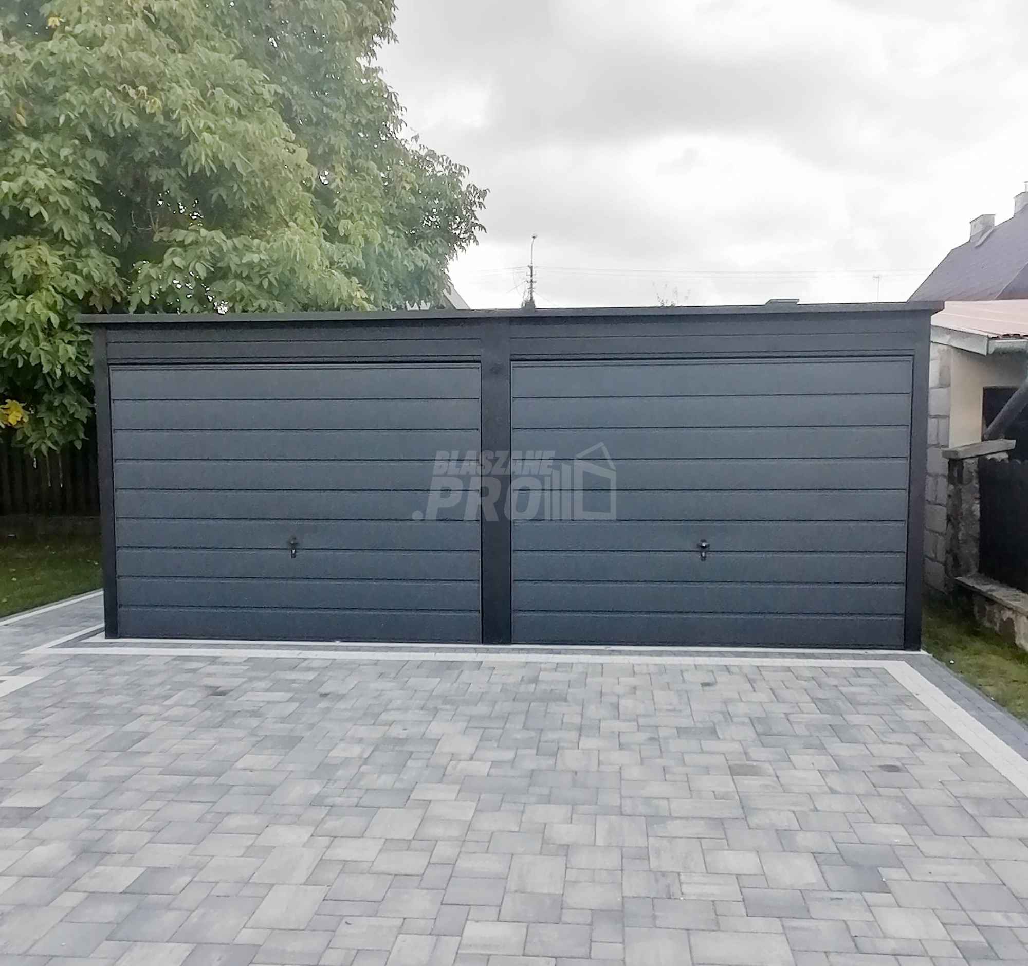 Garaż blaszany 6x5  Brama uchylna x2  antracyt spad w tył  GP124 Nysa - zdjęcie 2