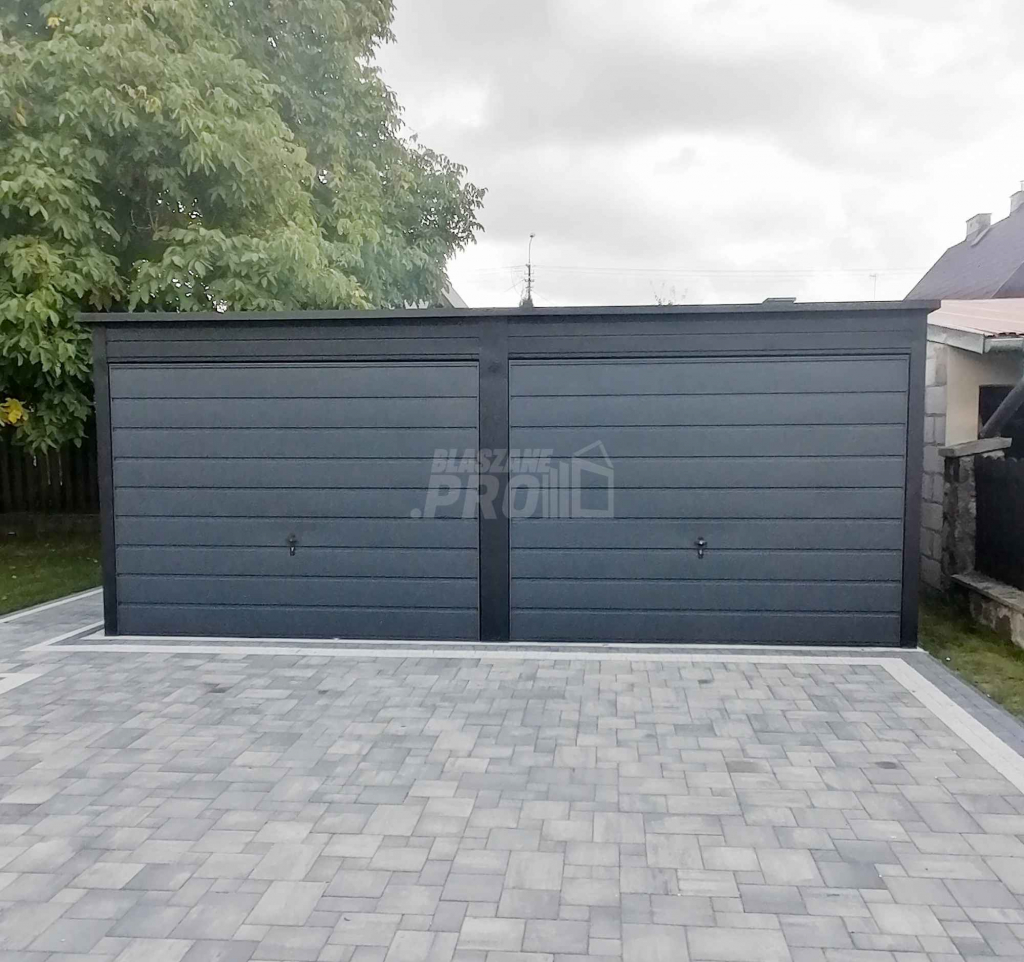 Garaż blaszany 6x5  Brama uchylna x2  antracyt spad w tył  GP124 Nysa - zdjęcie 2