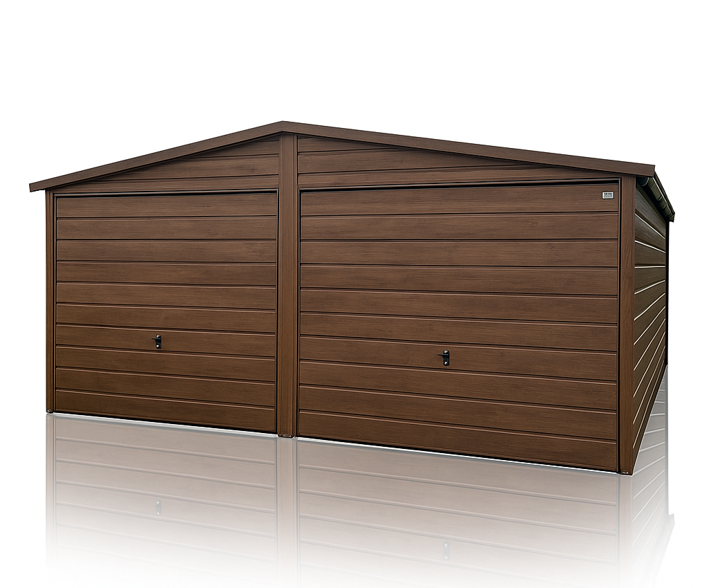 Garaż Blaszany dwustanowiskowy dwuspadowy 6x6 Ciemny Orzech PREMIUM Radom - zdjęcie 1
