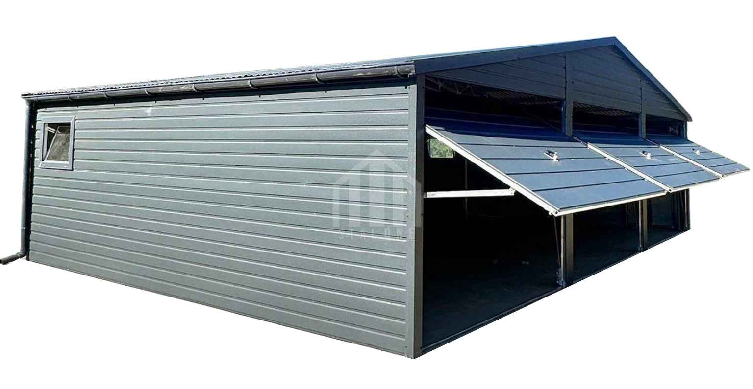 Garaż blaszany 9x5 - 3x brama uchylna - 2x okno - drzwi - rynny SO143 Szczecinek - zdjęcie 1