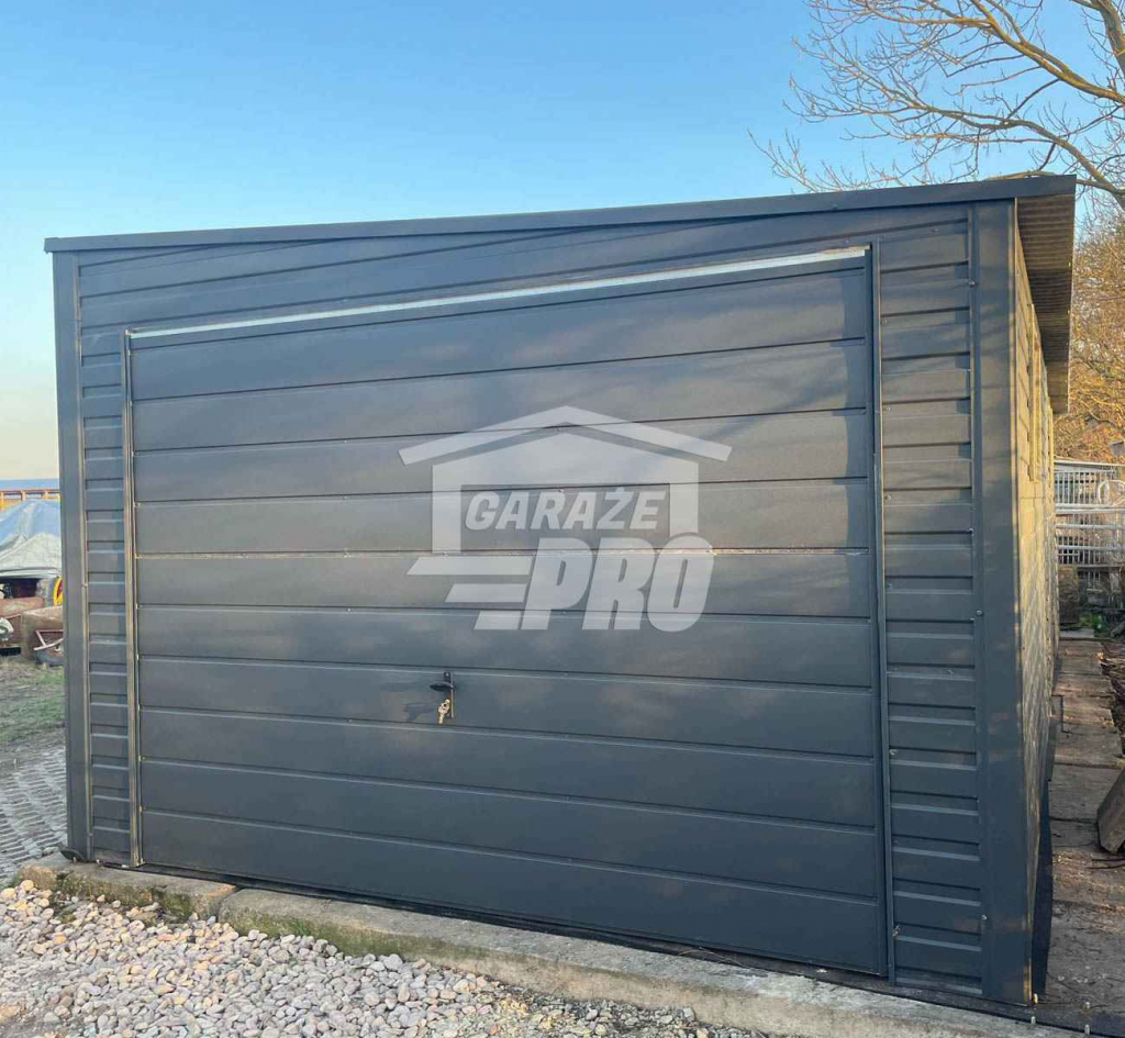 Garaż blaszany 3,5x8 brama uchylna 2x okno antracyt spad w prawo GP274 Nowy Dwór Mazowiecki - zdjęcie 4