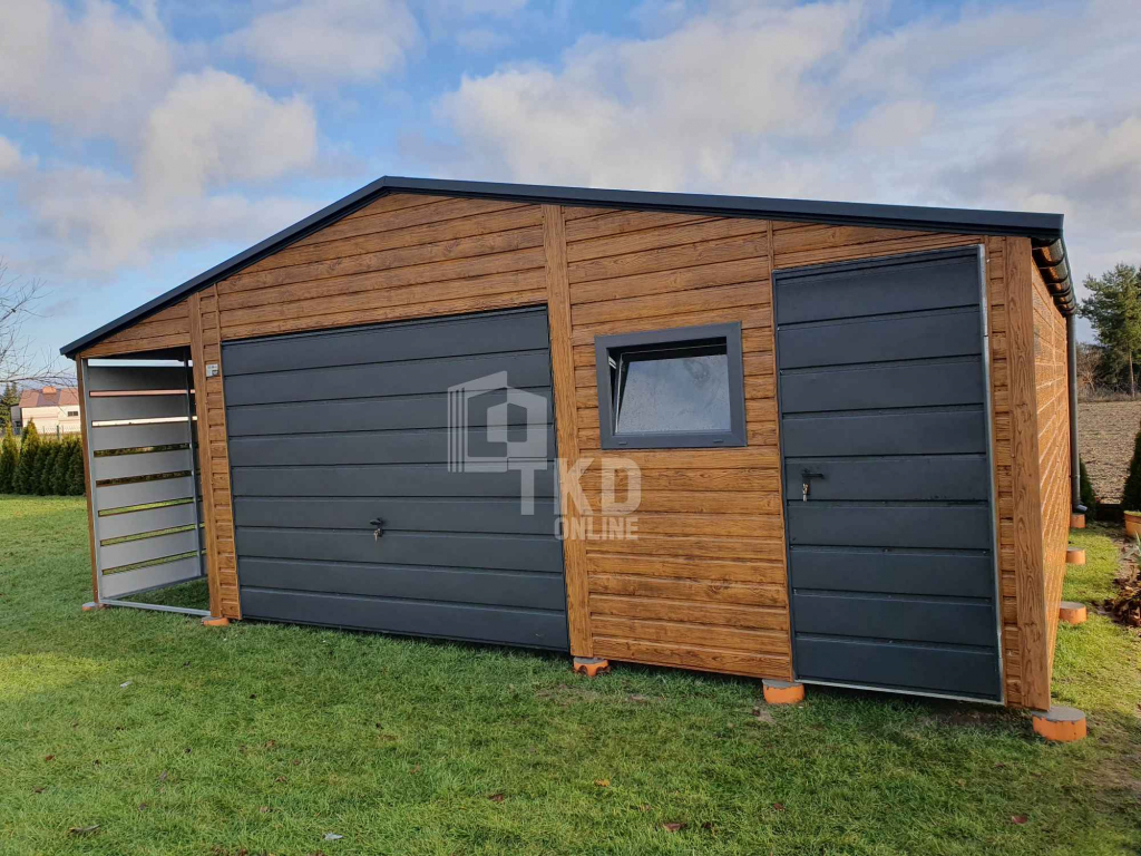 Garaż Blaszany 5x6 + wiata 1,5x6 Brama - okno drewnopodobny TKD147 Słupsk - zdjęcie 5
