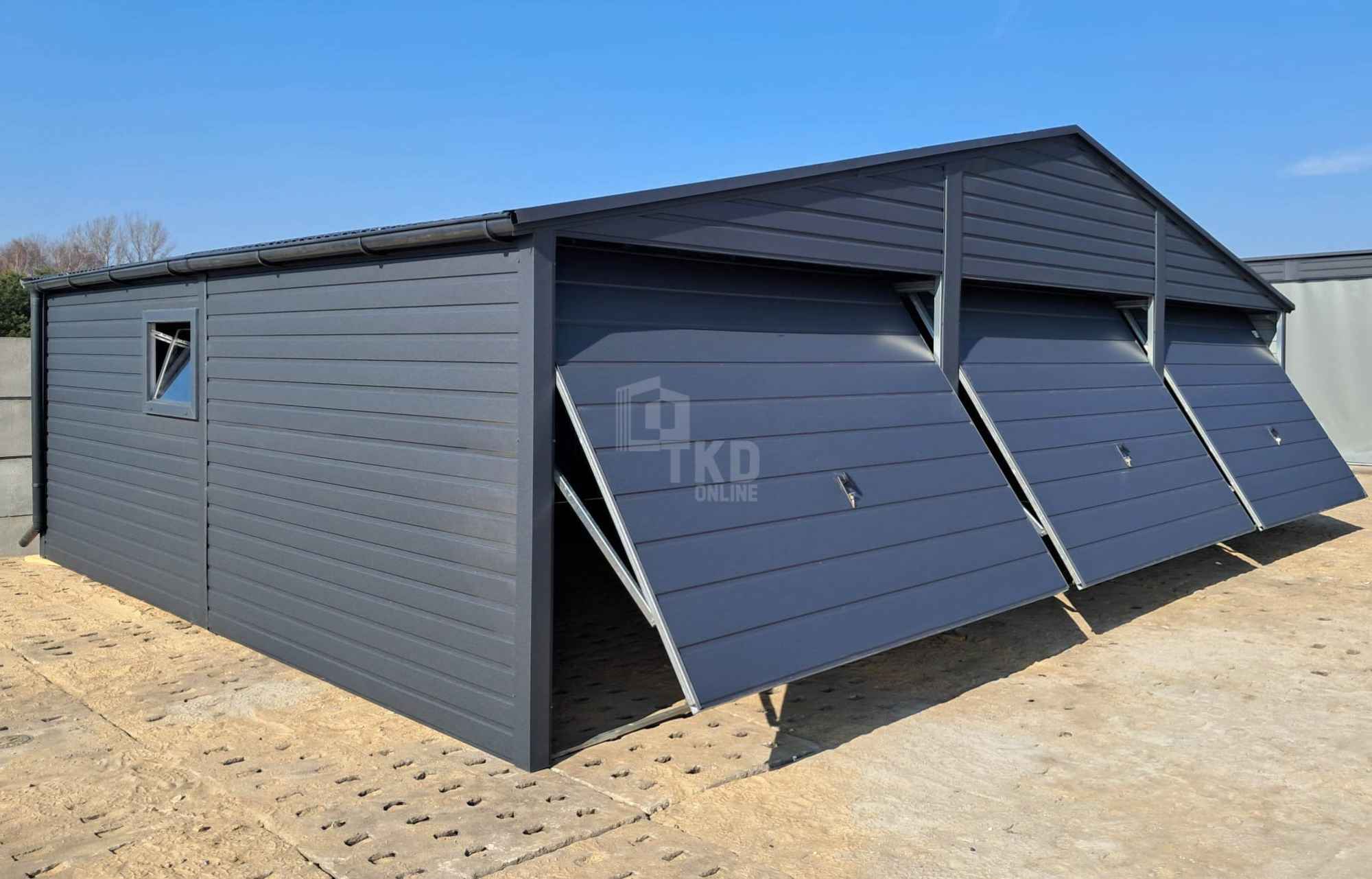 Garaż blaszany 9x6m 3x Brama uchylna okno rynny dach dwuspadowy TKD254 Szczecin - zdjęcie 5