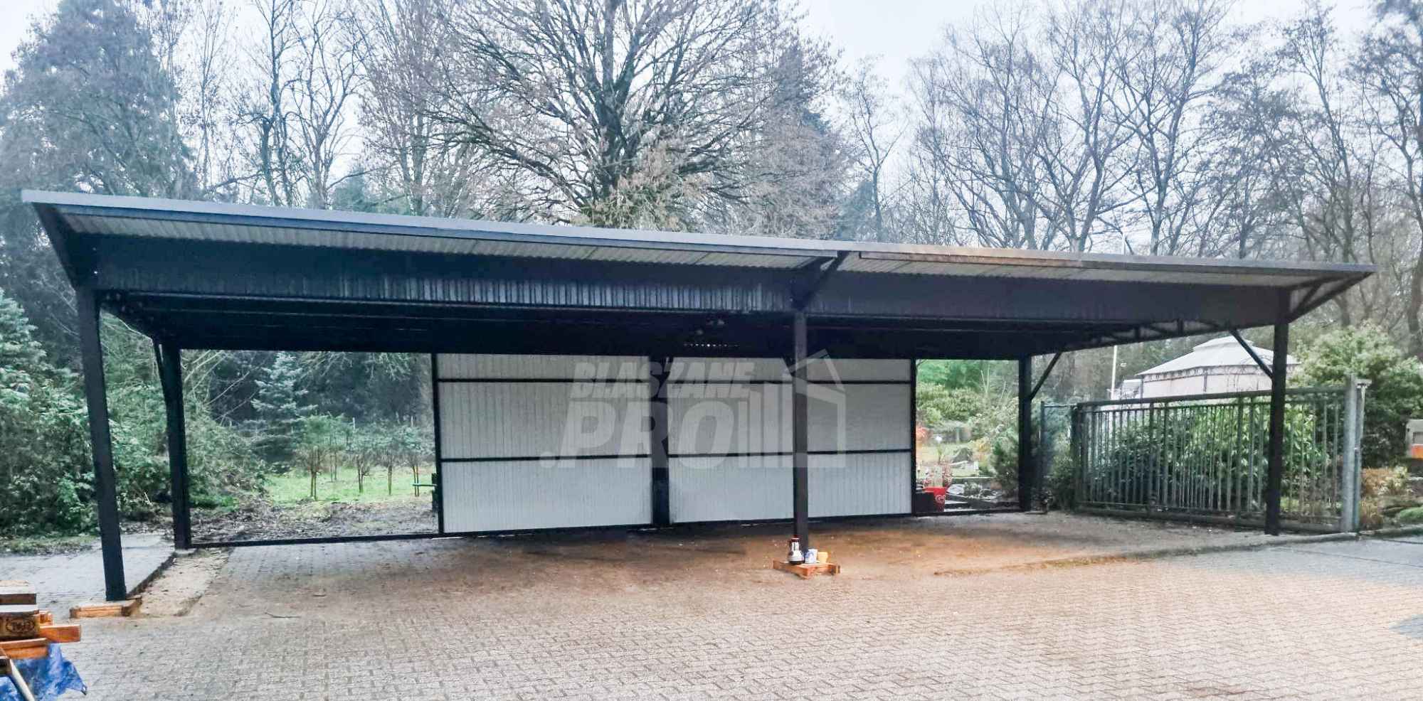 Wiata samochodowa 8x6m częściowa zabudowa + rynna GP167 Jarocin - zdjęcie 2