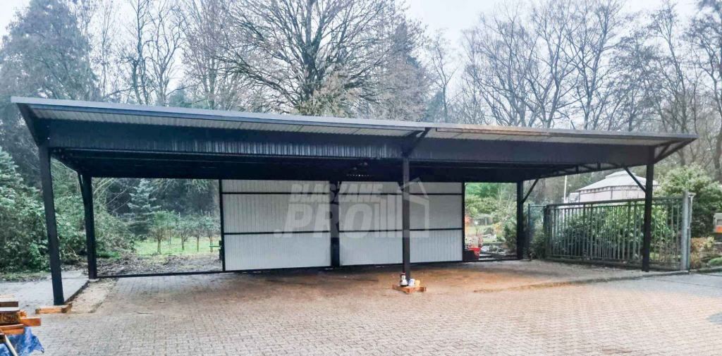 Wiata samochodowa 8x6m częściowa zabudowa + rynna GP167 Jarocin - zdjęcie 2