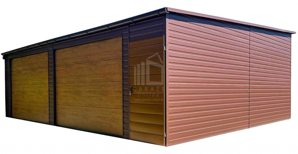 Garaż blaszany 8x6m - 2x brama segmentowa drzwi dach rynna ID1040 Konin - zdjęcie 1