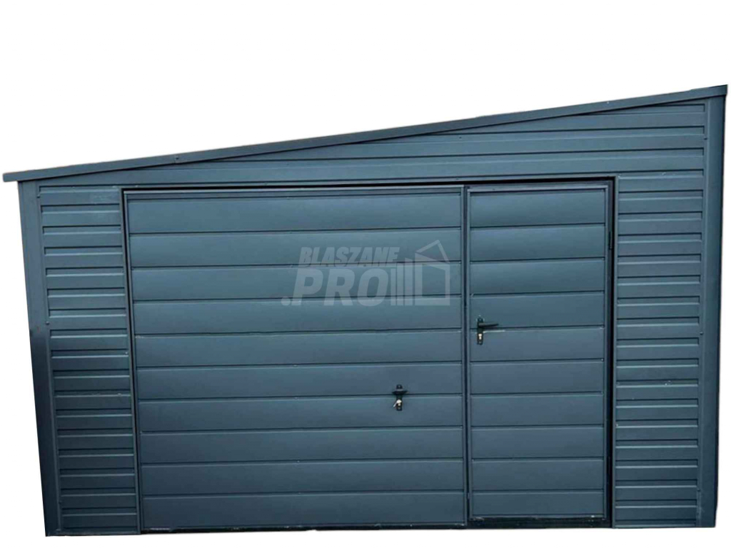 Garaż Blaszany 4x6 Brama uchylna Drzwi Antracyt dach Spad w bok GP252 Legnica - zdjęcie 1