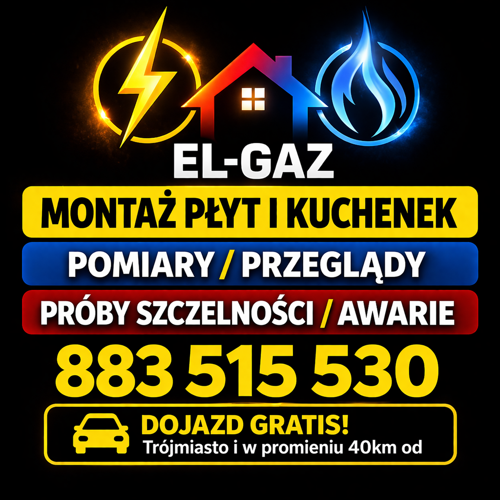 Elektryk/Gazownik Montaż płyt i kuchenek .Pomiary ,próby i przeglądy. Wejherowo - zdjęcie 1