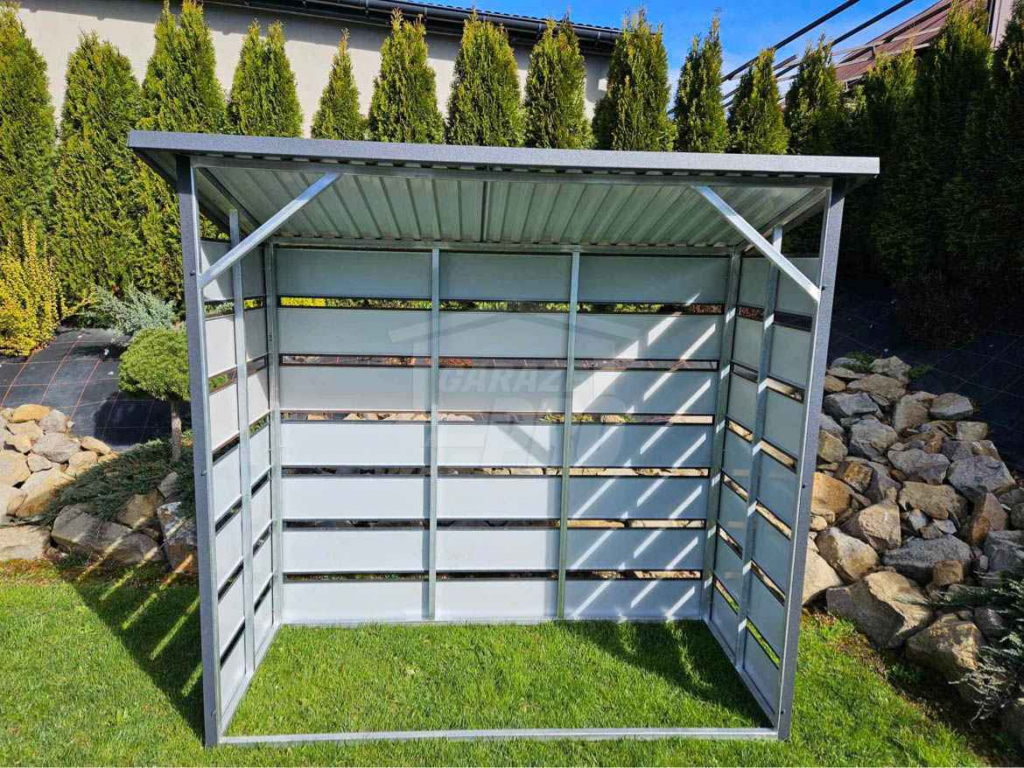 Wiata śmietnikowa - drewutnia - spad tył 2x0,8m ciemny orzech GP355 Gdynia - zdjęcie 3