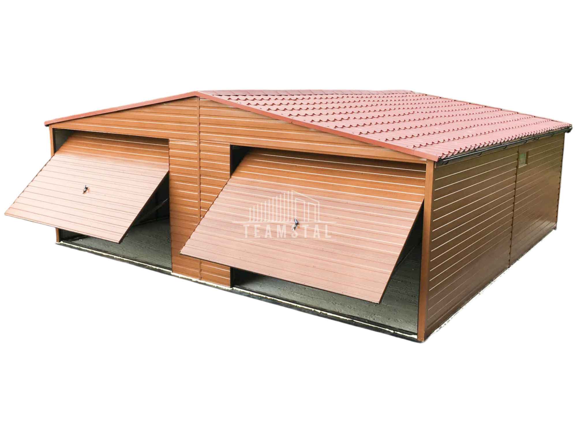 Garaż blaszany 7,5x6m 2x  brama uchylna okno blachodach rynny TS881 Gniezno - zdjęcie 1