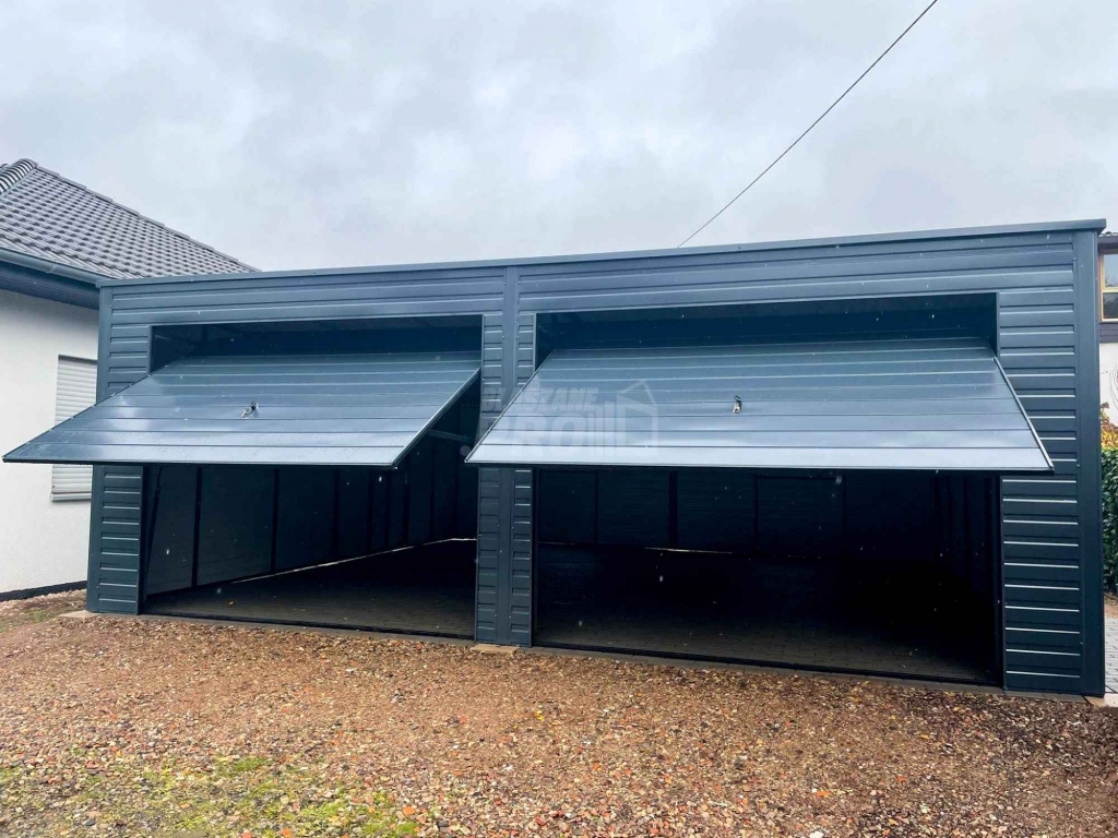Garaż blaszany 7x6 2x Brama uchylna + drzwi antracyt spad w tył GP161 Niepołomice - zdjęcie 8