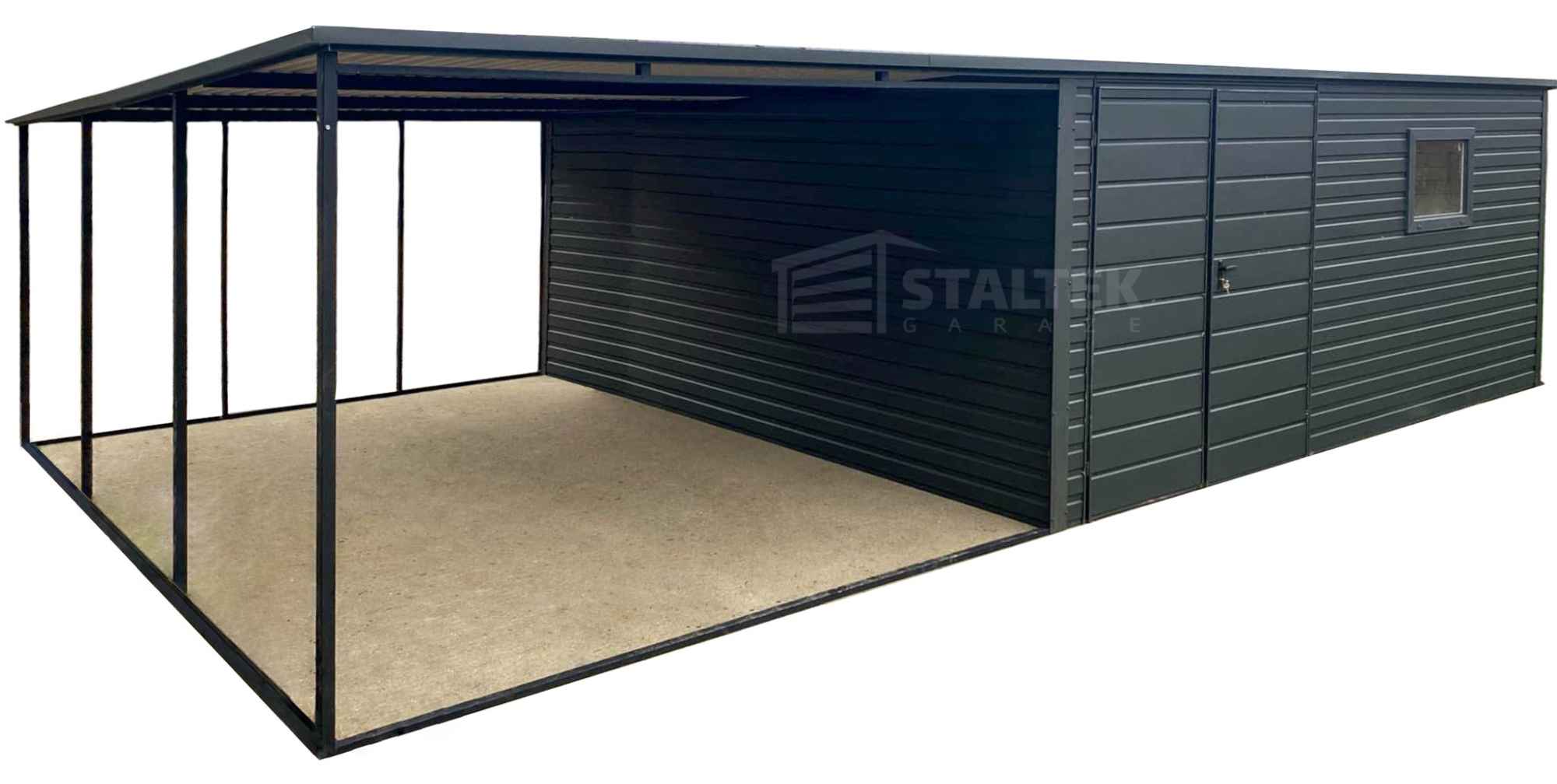 Garaż Blaszany 5x4m + Wiata 4m - Brama dwuskrzydłowa Okno dach ST193 Brzesko - zdjęcie 1