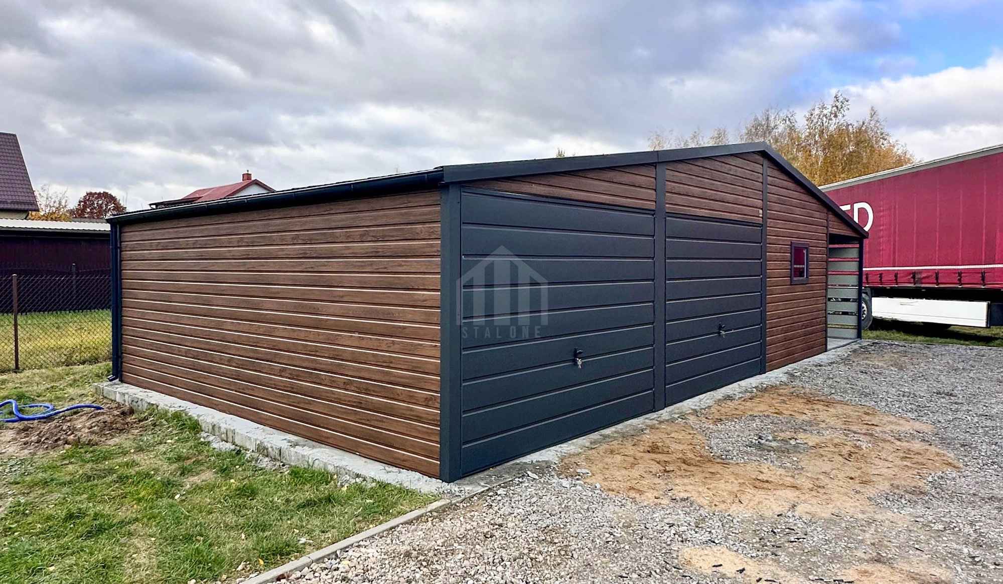 Garaż blaszany 9x6m + wiata 3x6m 2 x brama drzwi okno dach rynny SO176 Kętrzyn - zdjęcie 7