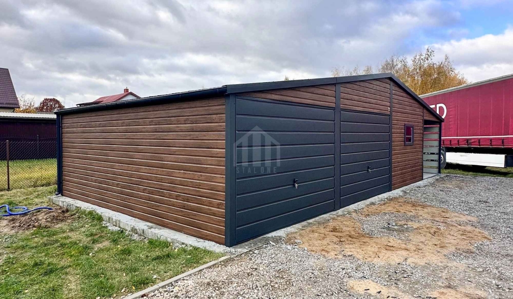 Garaż blaszany 9x6m + wiata 3x6m 2 x brama drzwi okno dach rynny SO176 Kętrzyn - zdjęcie 7