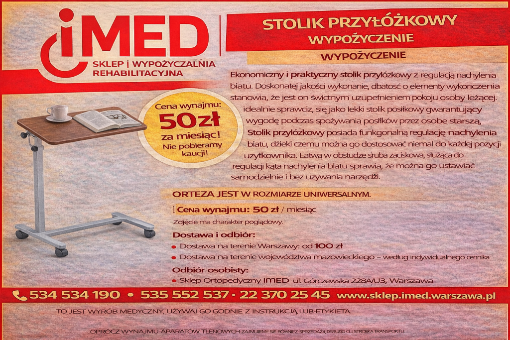 Stolik przylóżkowy wynajem Warszawa IMED Bemowo - zdjęcie 1