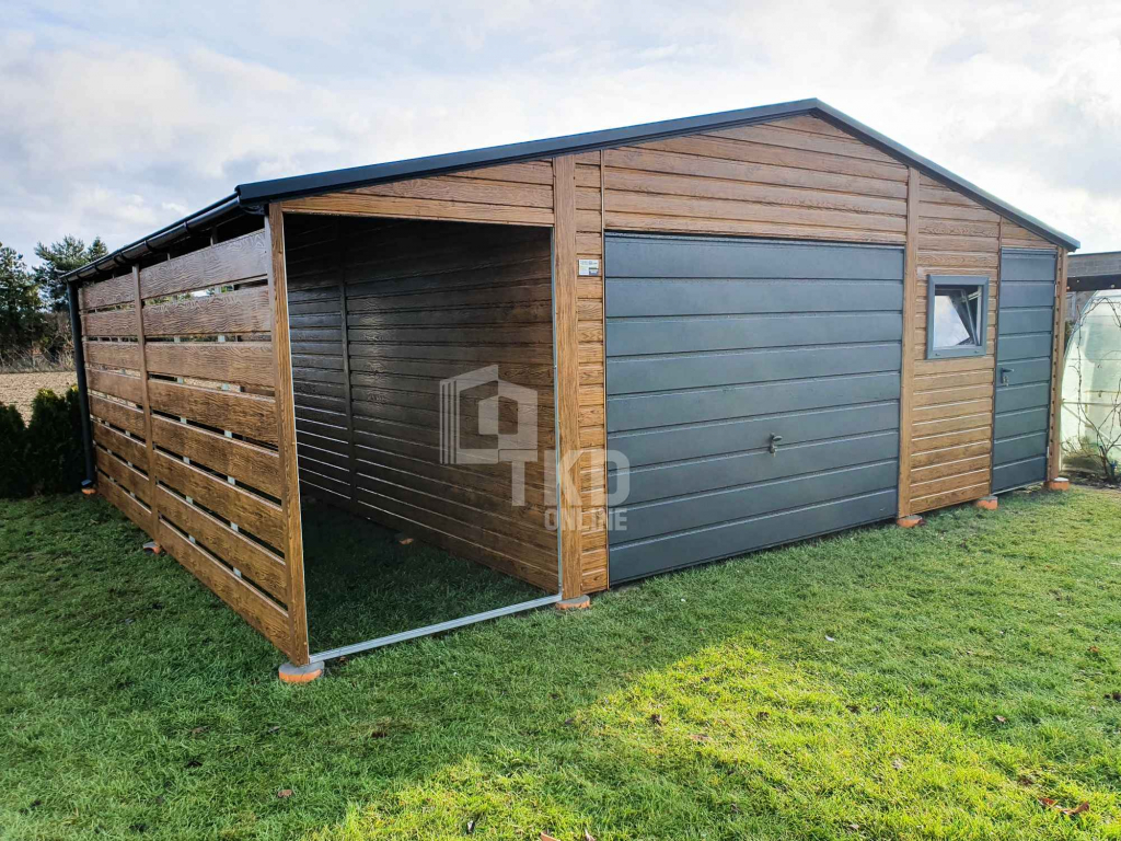 Garaż Blaszany 5x6 + wiata 1,5x6 Brama - okno drewnopodobny TKD147 Słupsk - zdjęcie 3