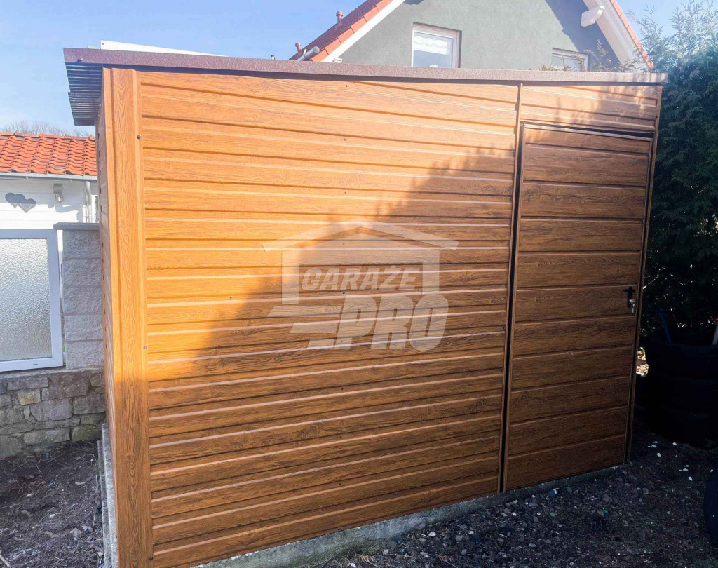 Domek Ogrodowy Schowek 3x2 Drzwi Jasny Orzech  Dach spad w lewo GP276 Dobre Miasto - zdjęcie 4