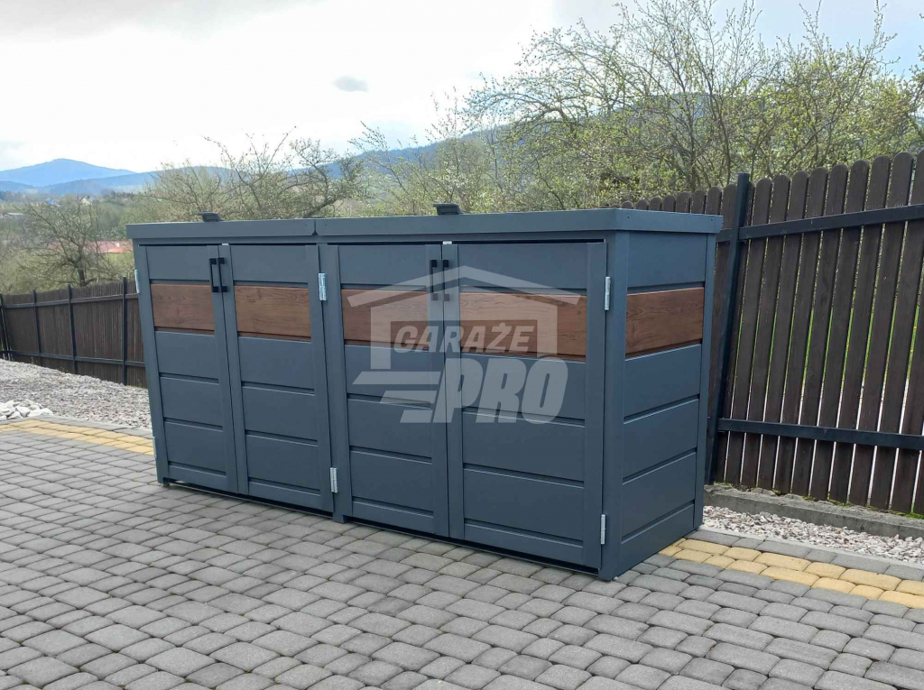 Zabudowa koszy obudowa kubłów 275x80x120cm 4x240L+ ciemny orzech GP337 Gdynia - zdjęcie 8