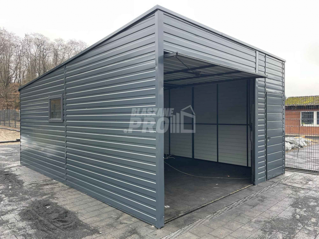 Garaż blaszany 4,5x6  antracyt drzwi +  okno   Dach spad w tył GP109 Gdynia - zdjęcie 5
