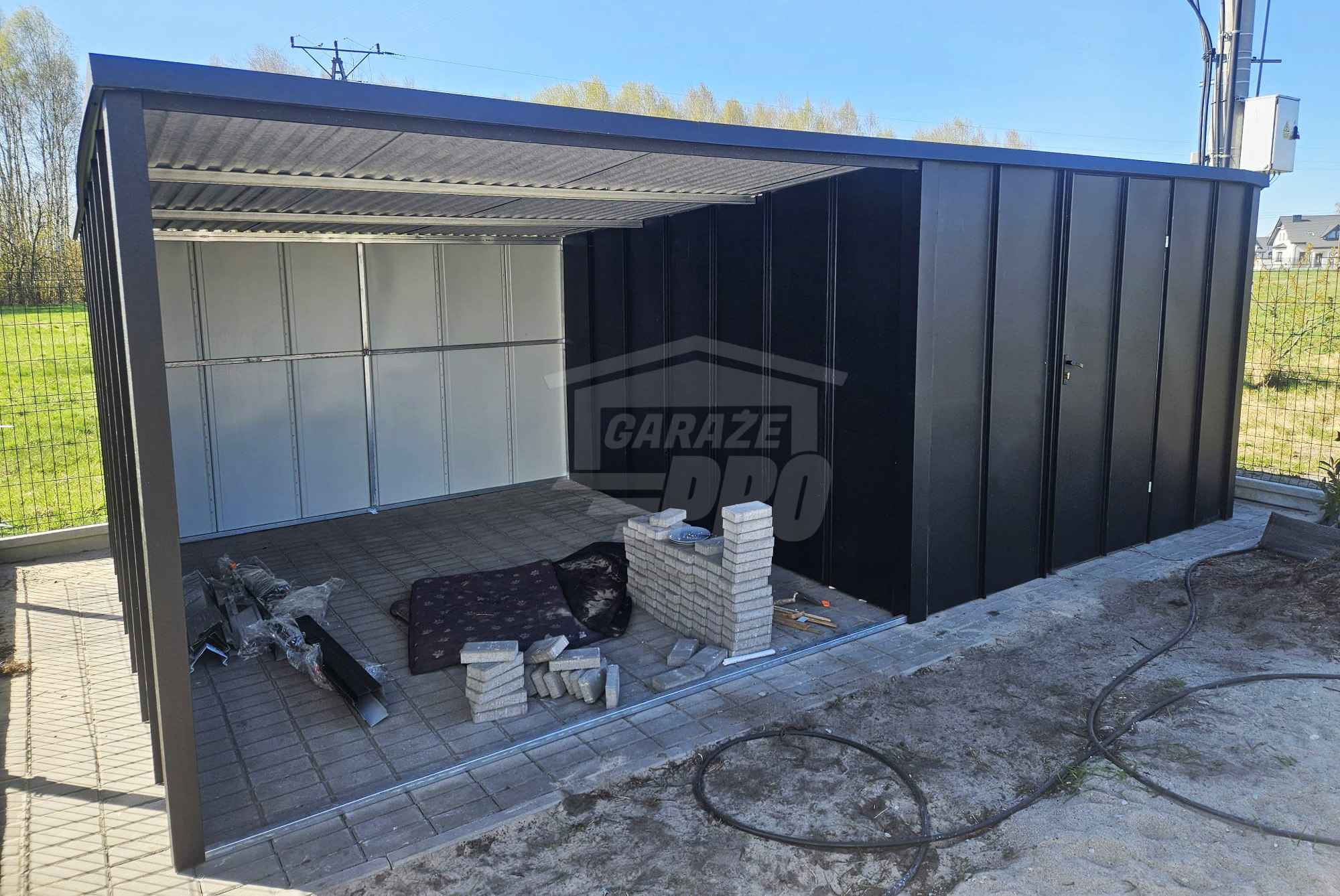 Schowek domek ogrodowy 2,3x3 m + wiata 3x3 m drzwi blacha dach GP746 Krynica-Zdrój - zdjęcie 4