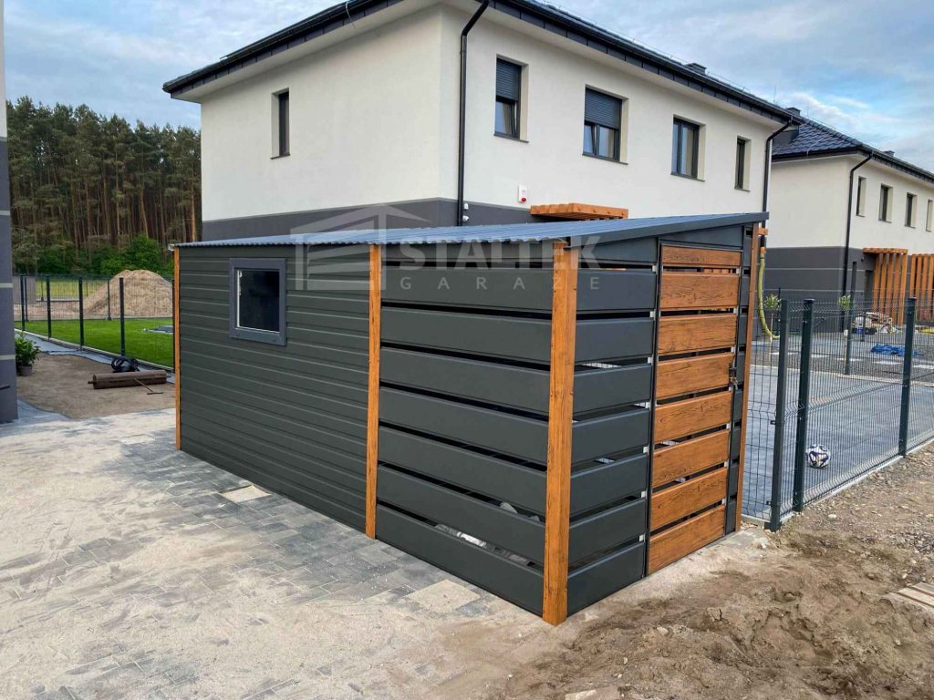 Schowek - Domek Ogrodowy 3x2m + wiata 2m  2x Drzwi  okno dach  ST131 Nowy Tomyśl - zdjęcie 2