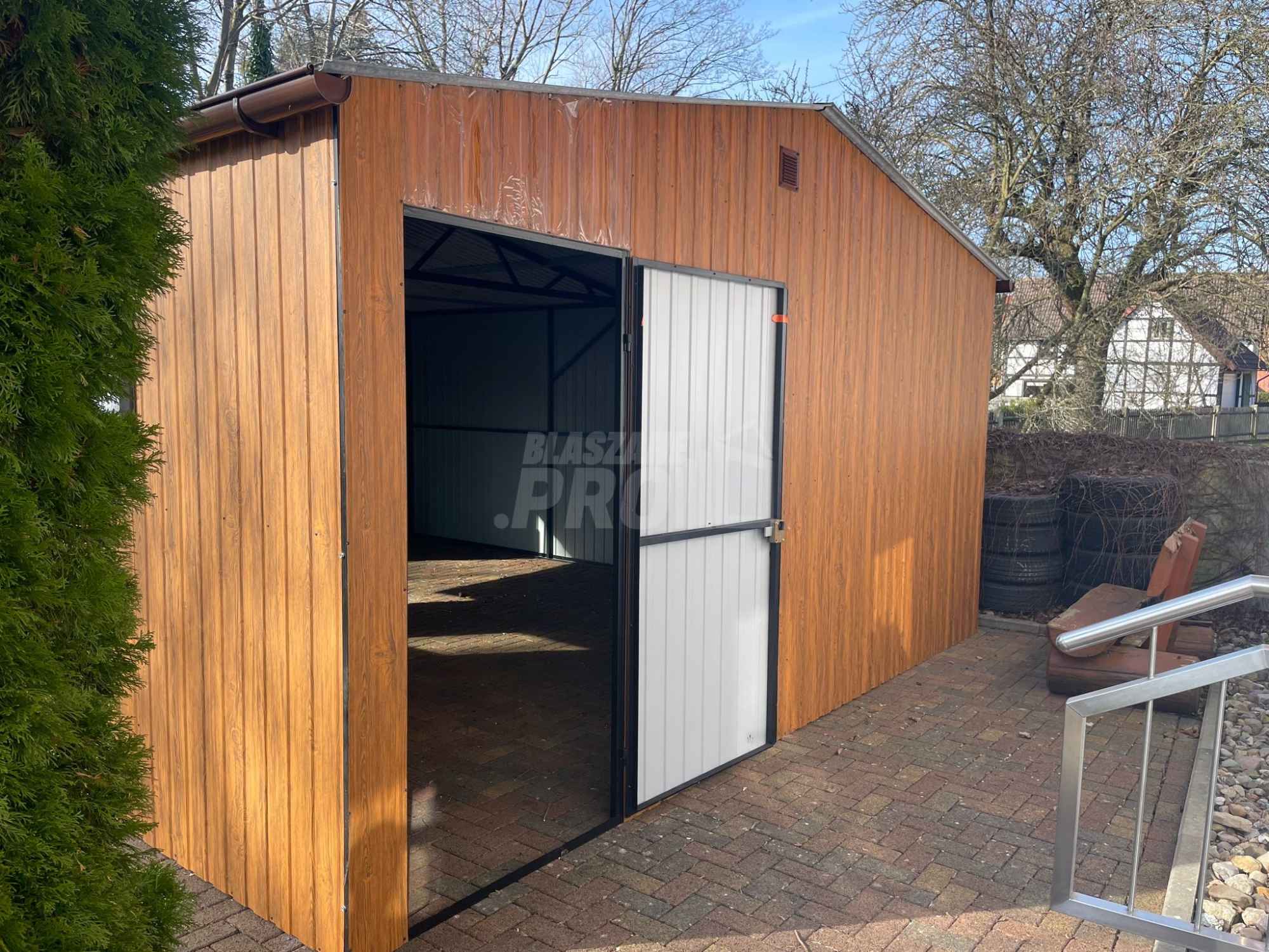Garaż blaszany 5,5x6 2x Brama uchylna + drzwi + 2x okno - rynny GP278 Dobre Miasto - zdjęcie 4