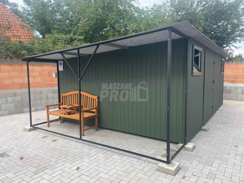 Domek ogrodowy 5,5x4 wiata Brama 2x okno rynny Dach spad w tył  GP244 Miastko - zdjęcie 6
