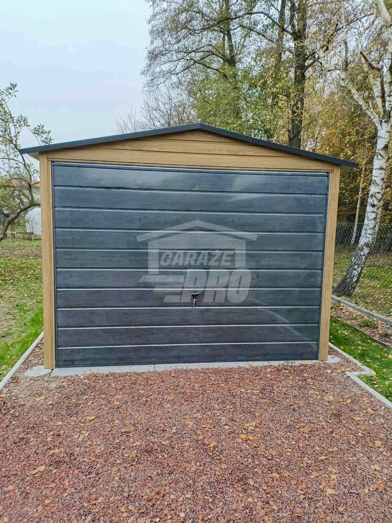 Garaż blaszany 3x6m Brama uchylna Winchester Drewnopodobny Dach GP445 Rawa Mazowiecka - zdjęcie 3