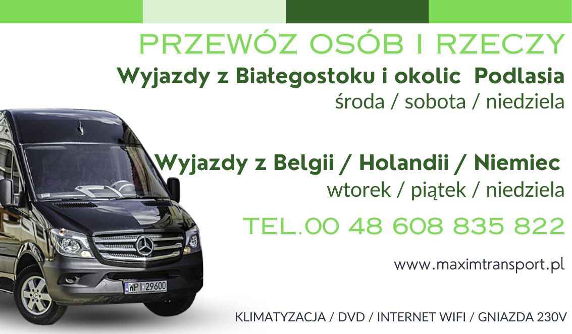 Transport busem osób i rzeczy z Białegostoku i okolic do Belgii Białystok - zdjęcie 1