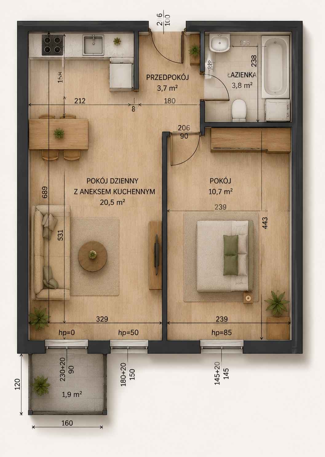 2pok, 39met, okolice Herbsta BALKON/GARAŻ/WINDA (Wrocław) Psie Pole - zdjęcie 7