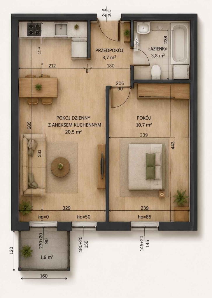2pok, 39met, okolice Herbsta BALKON/GARAŻ/WINDA (Wrocław) Psie Pole - zdjęcie 7