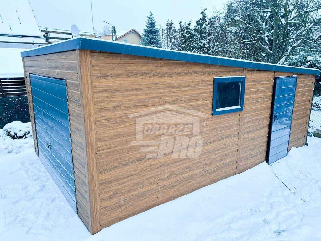 Garaż Blaszany 4x6 Brama uchylna drzwi drewnopodobny rynna  GP255 Dąbrowa Górnicza - zdjęcie 7