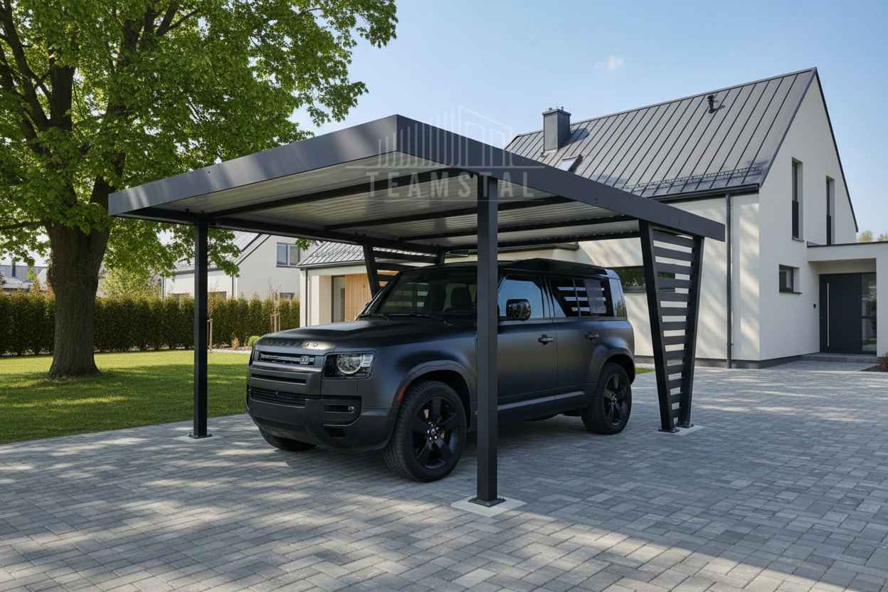 Carport V PREMIUM 5x4,7m Wypełnienie panelami Wiata samochodowa TS1264 Bałuty - zdjęcie 3